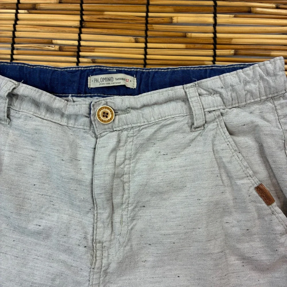 Palomino Boys Grey Slub Cotton Blend Shorts Size 12 Elastic Waist Speckled